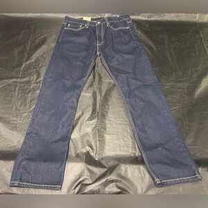 Levis 513 Slim Straight Stretch Mens 34x30 Jeans Blue Denim Dark Wash Cowboy